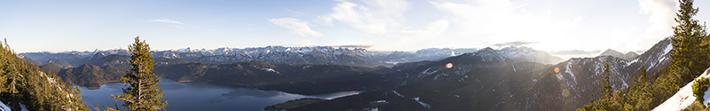 Panorama vom Fahrenbergkopf über den Walchensee am 26. Oktober 2014