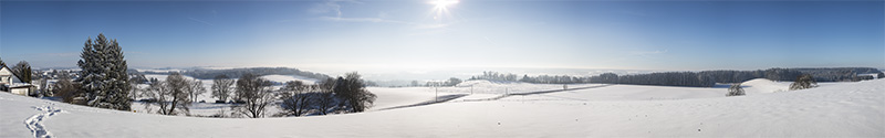 Panorama bei Reichling Richtung Alpen am 01. Januar 2015